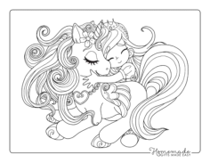 Girl Hugging Unicorn Unicorn Tracing Shape Pdf, Free Vectors File